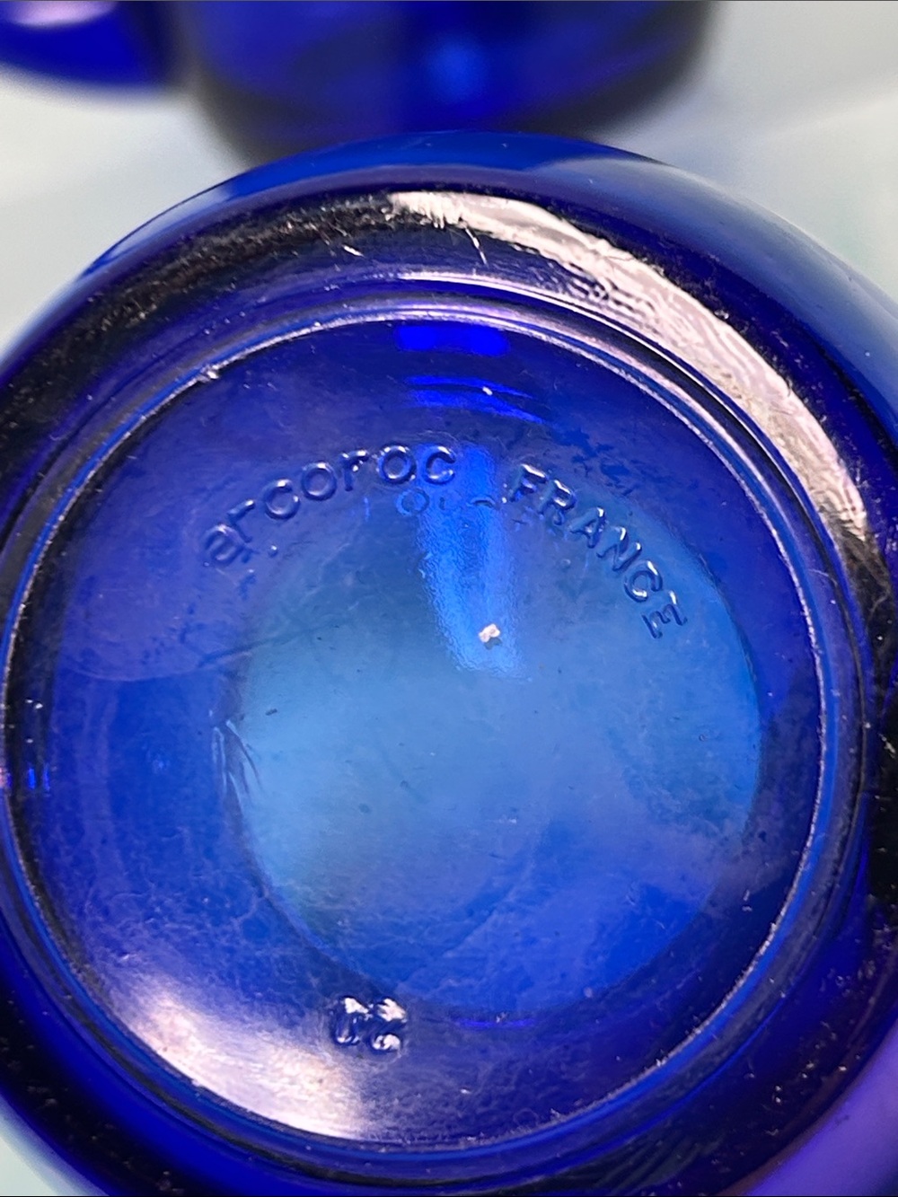 Arcoroc Cobalt Blue Glass Coffee Mug 10 Oz. Made in France Set of 2 - Picture 3 of 4